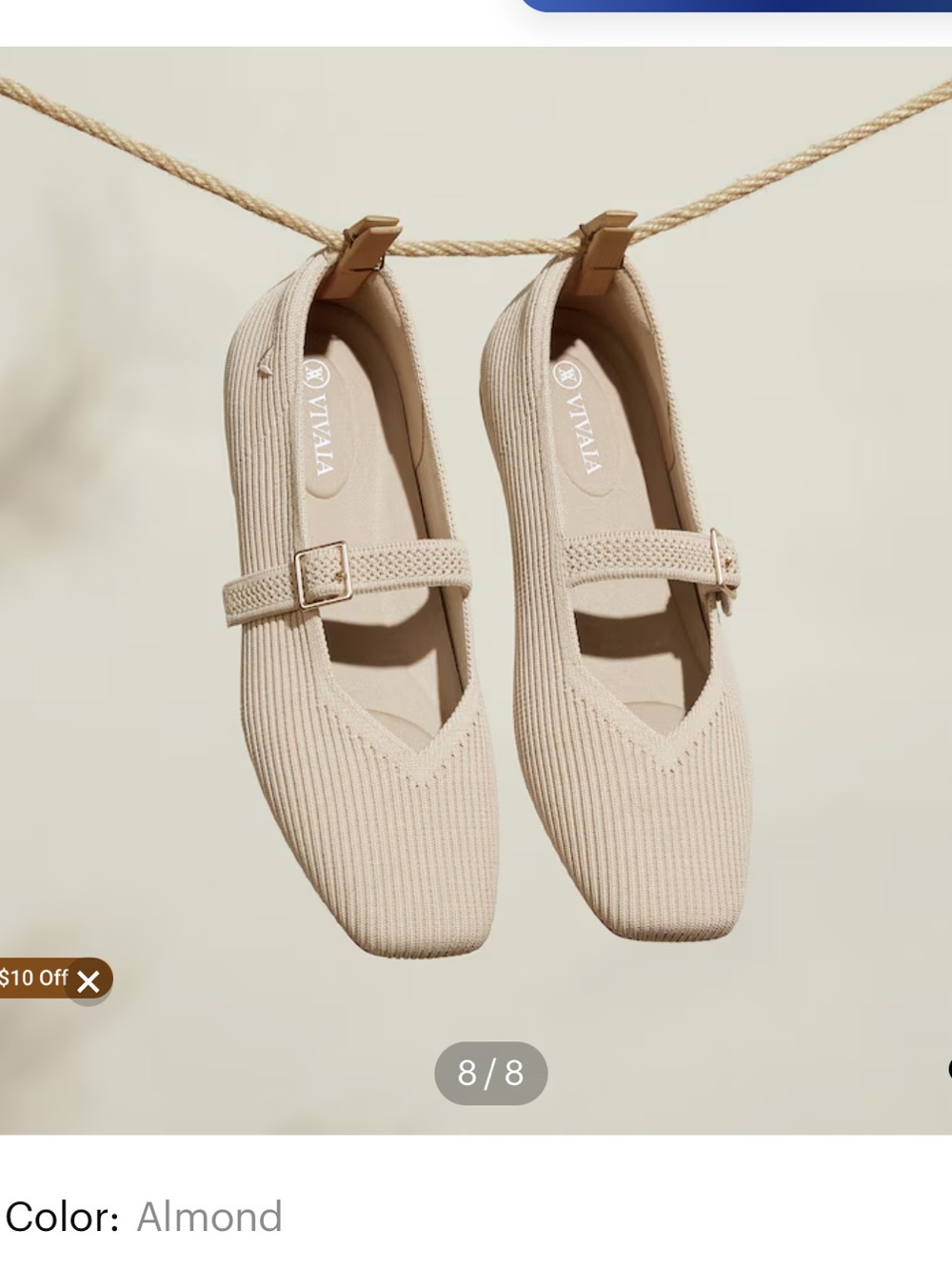 VIVAIA Women's Beige Mary Jane Flats